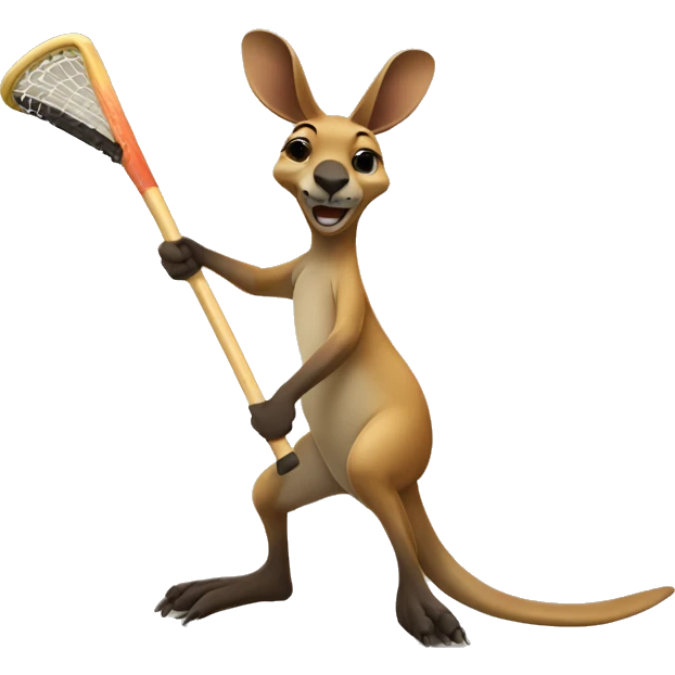 kangaroo playing soccer with a hockey stick emoji