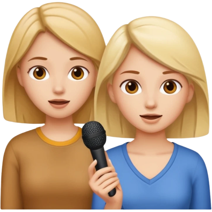 two girls practice speaking  emoji