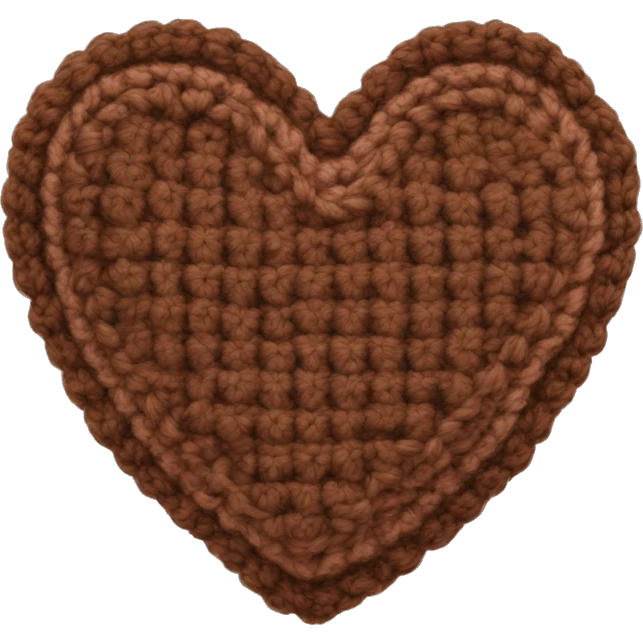 Crocheted brown heart emoji