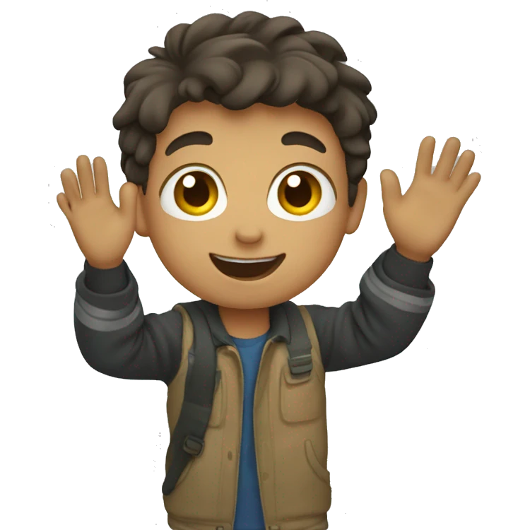 boy waving emoji