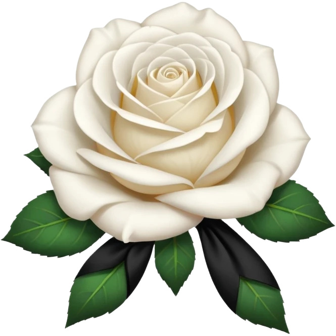 a white rose tied with a black velvet ribbon emoji
