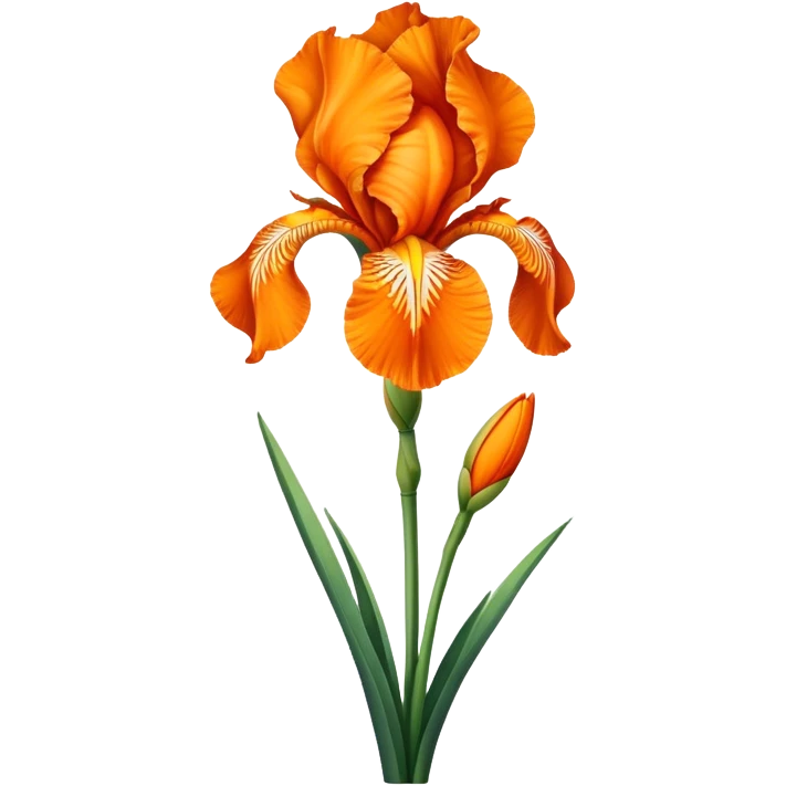 single Vibrant Orange Iris, straight stem emoji