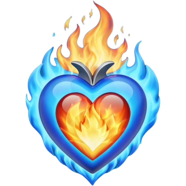 burning blue heart with blue flame emoji
