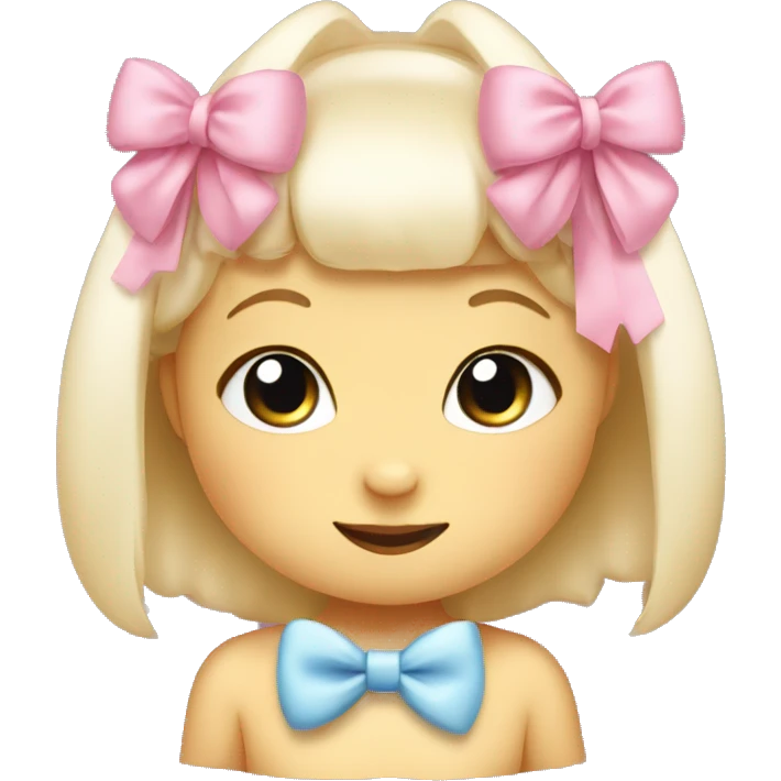Baby bunny with coquette bow on ear emoji