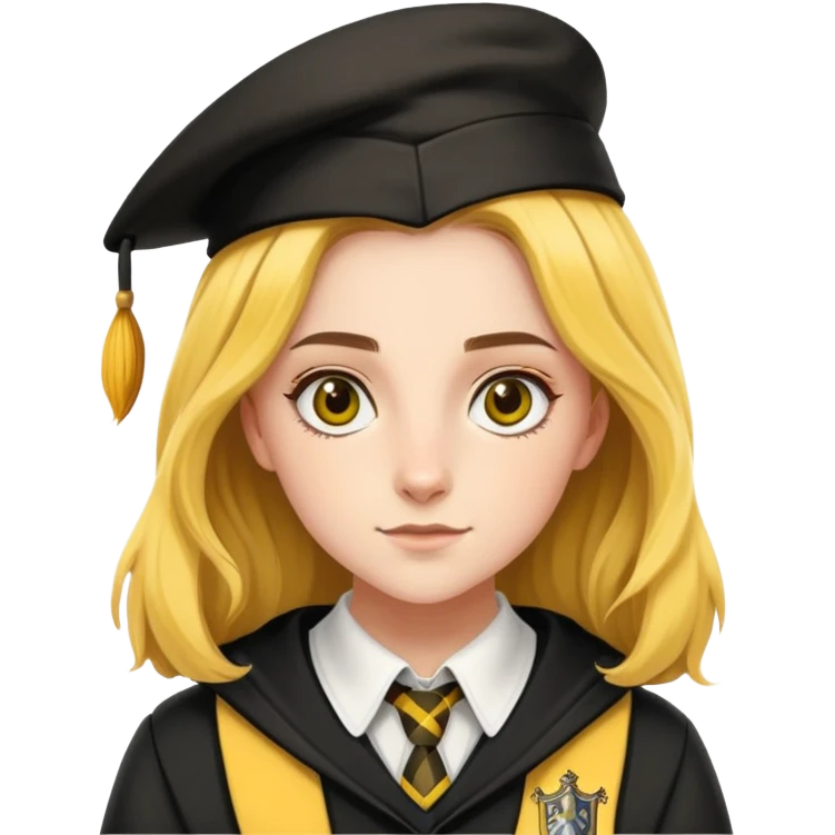 Charlotte Skeoch is hannah abbott in harry potter, wear hogwarts Hufflepuff uniform emoji