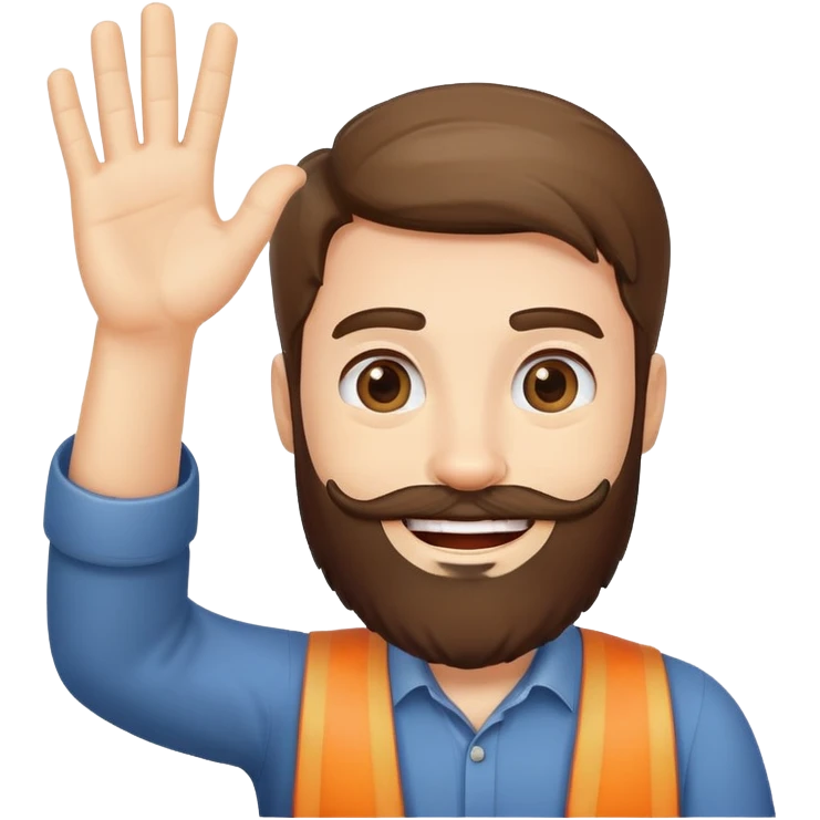 bearded man with friendly smile waving hand emoji