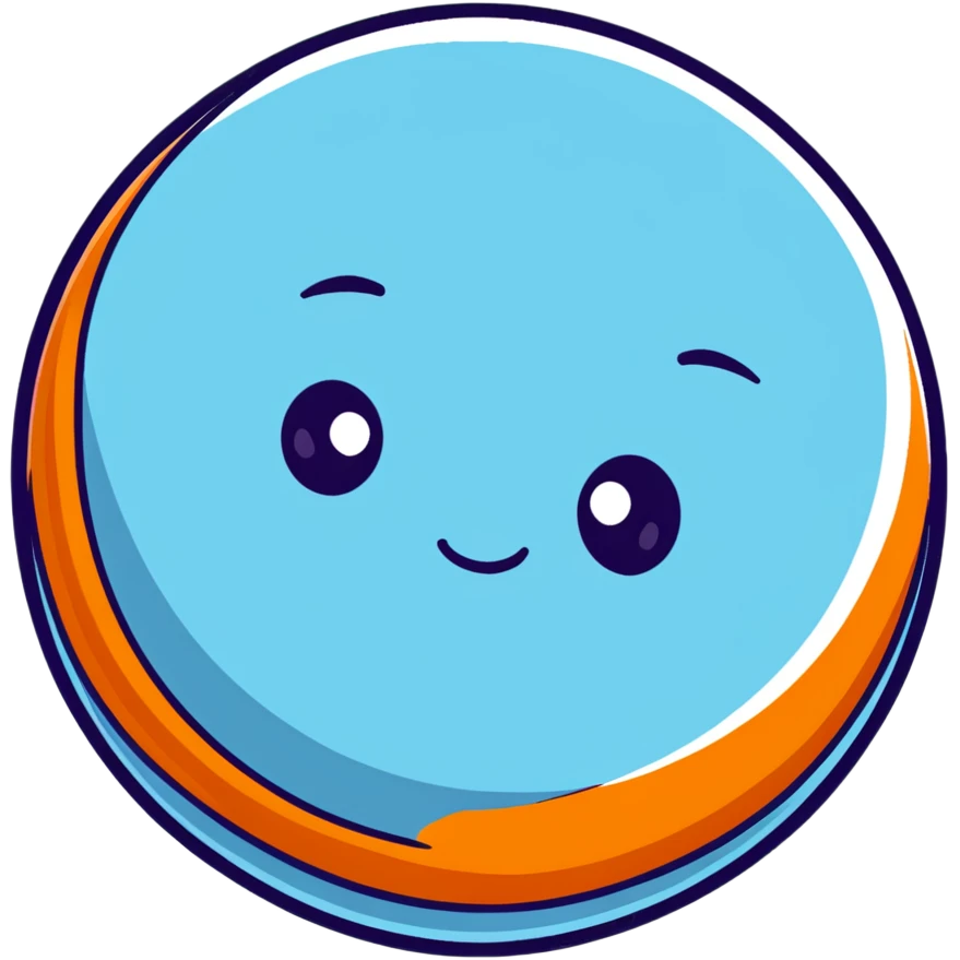 Jupiter planet with distinctive orange and white bands and a cute sad face emoji