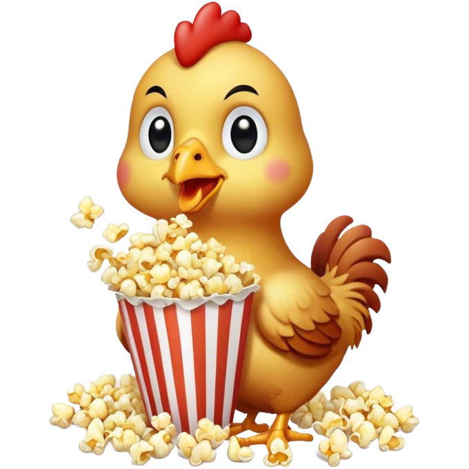 Chicken eating popcorn emoji
