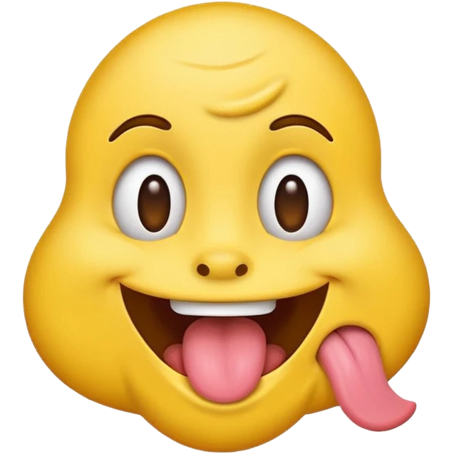 stinky smelly yellow emoji face, cartoon style, tongue out, wavy stink lines emoji