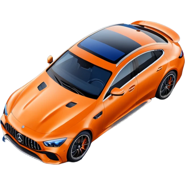 Mercedes amg gt 63 orange colour From top angle light coming from back and creating rimlight with blue colour on object emoji