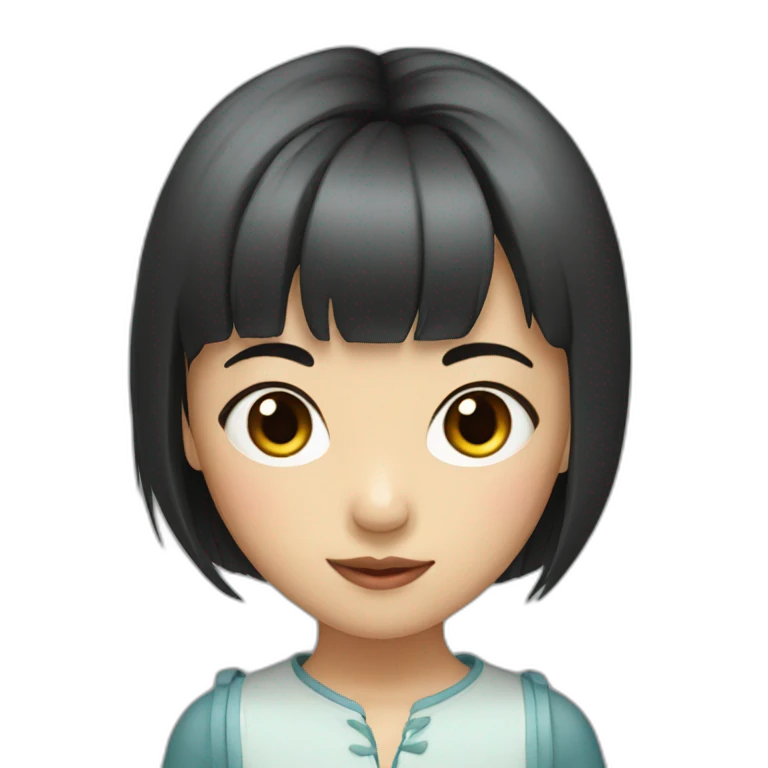 Asian girl with bangs and rat emoji