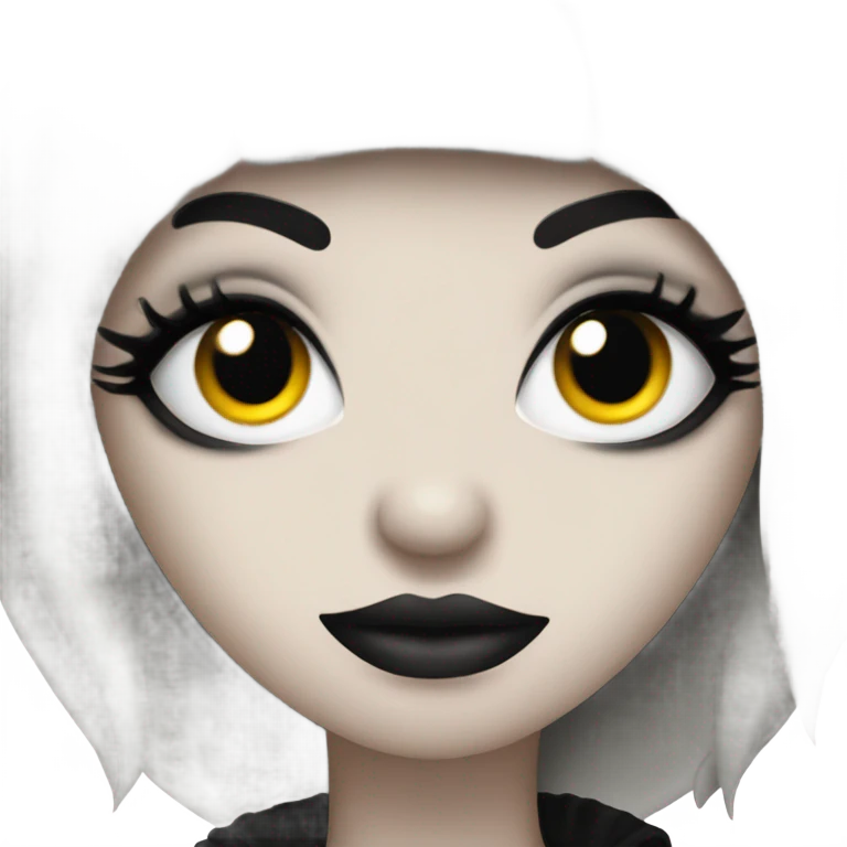 Goth smiley with big lips and long lashes emoji
