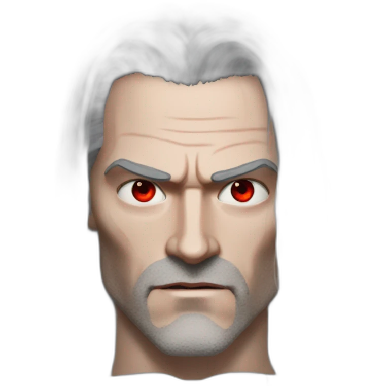 T800 robot witcher long hair red eye emoji