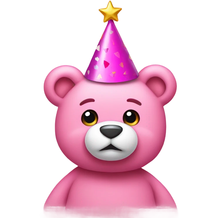 pink teddy bear with a party hat and happy birthday crown emoji