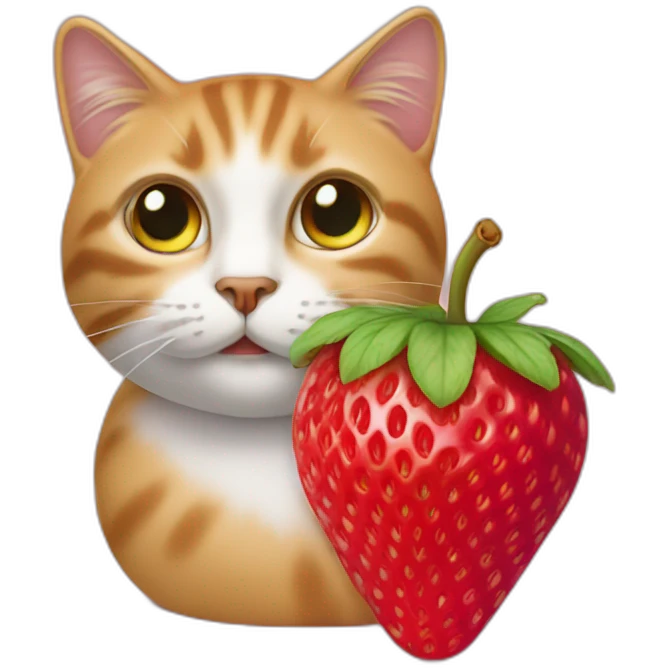 Un chat sur une fraise  emoji