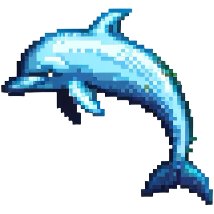 MySQL database logo with dolphin symbol in pixel art emoji