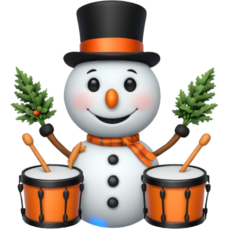 Snowman with Musical Instrument drum emoji