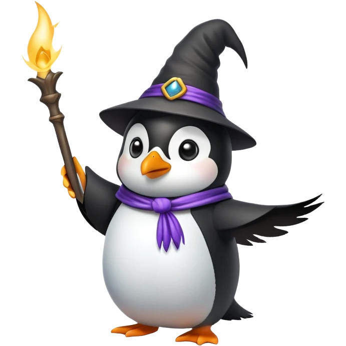 penguin wizard casting a spell emoji