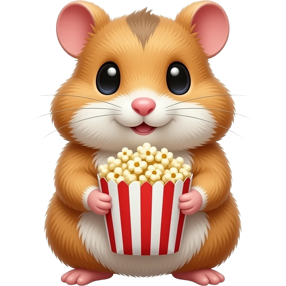 furry hamster holding big popcorn front facing emoji
