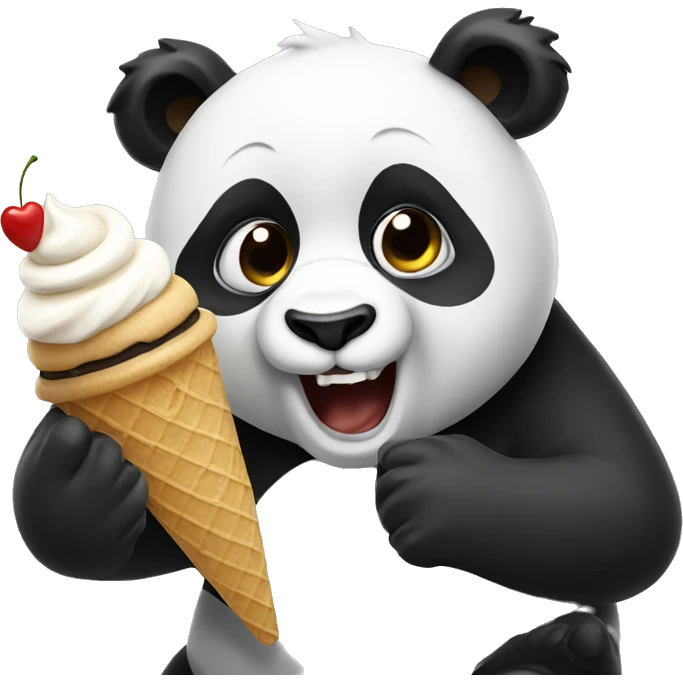 Panda eating ice cream emoji