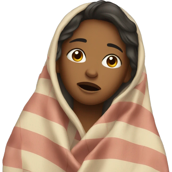 a girl crying with a blanket  emoji