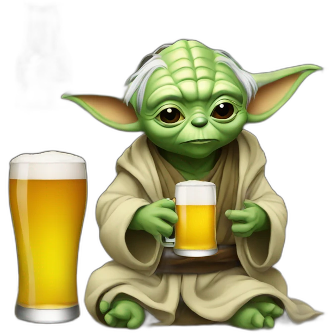 yoda drinking beer emoji
