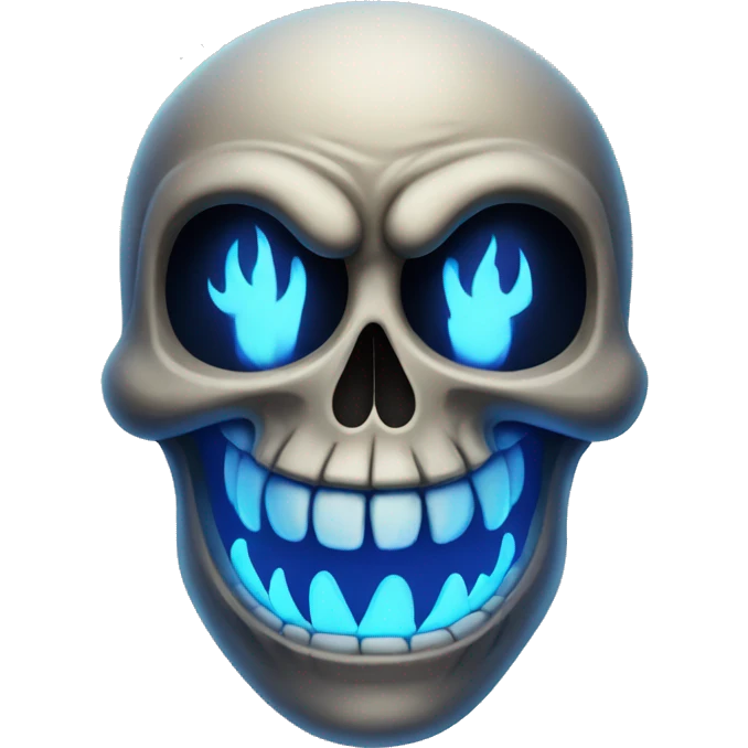 Evil skull with blue flames emoji