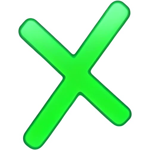 Green X sign with glowing effect emoji