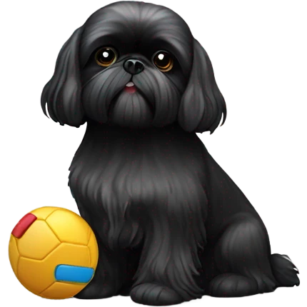 Black Shih Tzu with toy emoji