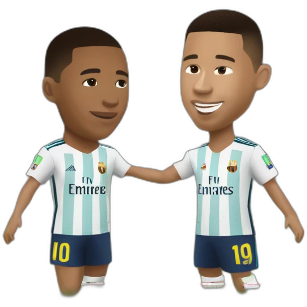 Ronaldo. Messi et Mbappe dmse faisant un calin emoji