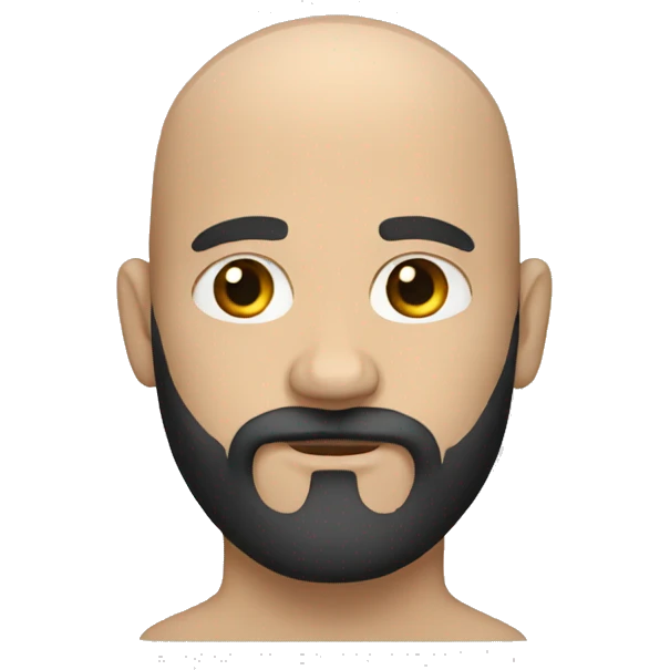 White man with black beard and with no hair emoji