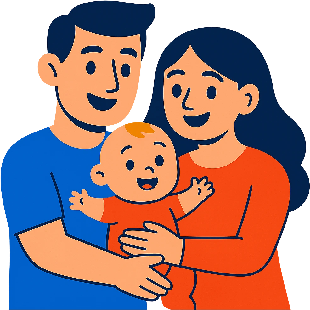family with mom, dad, and baby emoji