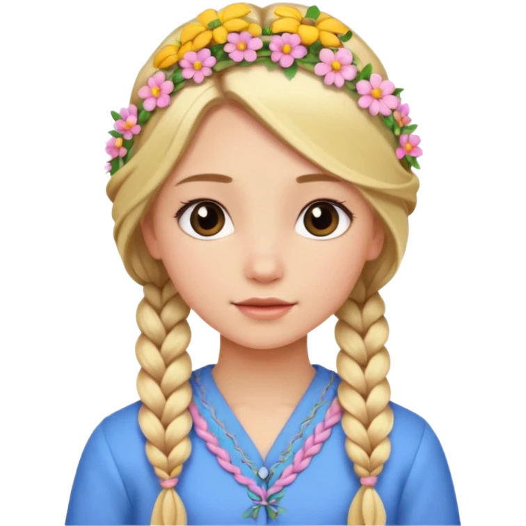 a girl with long blonde hair in a braid with flowers emoji