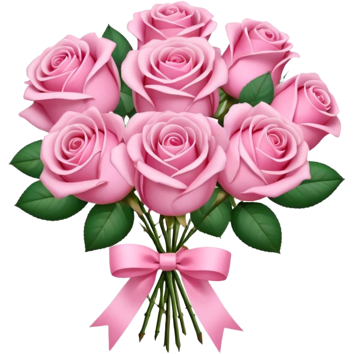 pink rose bouquet with pink ribbons  emoji