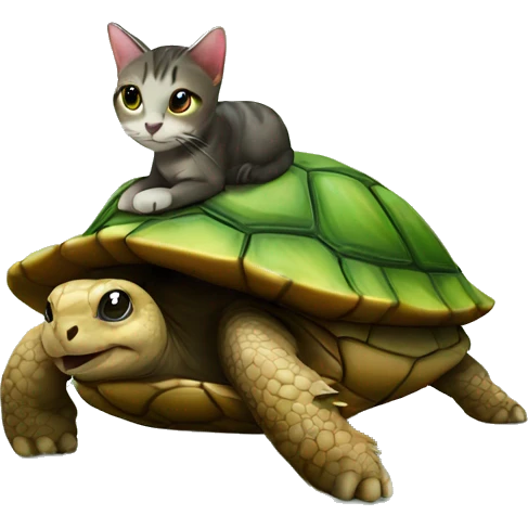 cat on top of turtle emoji
