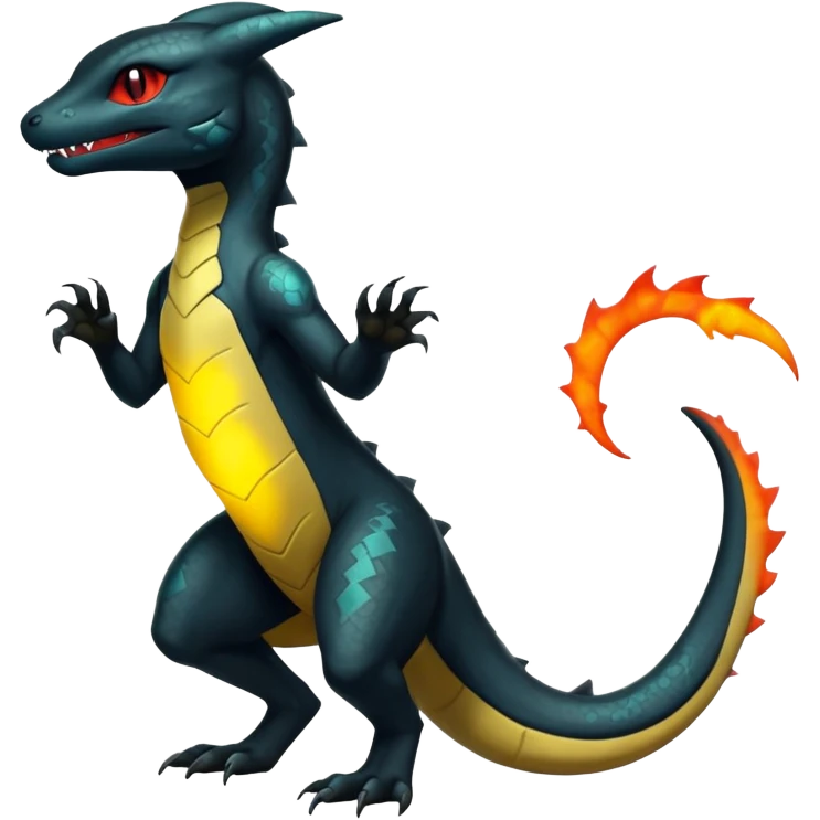 Shiny Exotic Salandit-Umbreon-Charmeleon-Fakémon-hybrid-creature (full body)  emoji