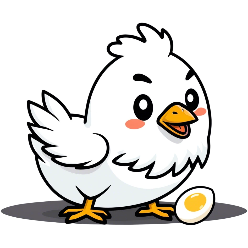 Scared chicken laying an egg emoji