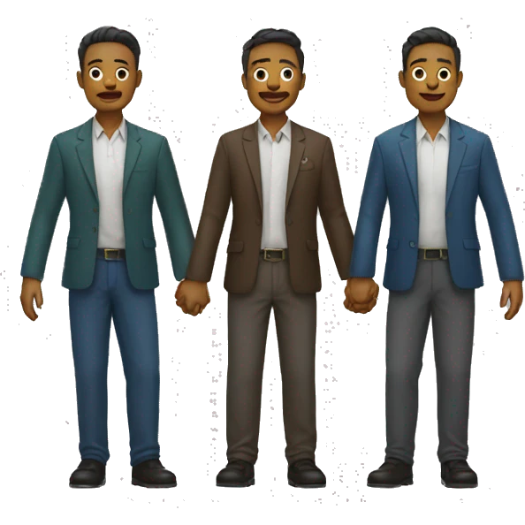 three hapoy men holding hands emoji
