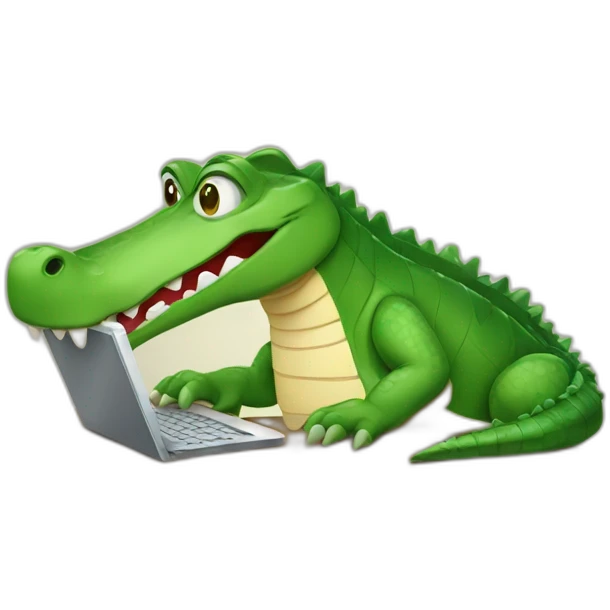 crocodile typing in computer emoji