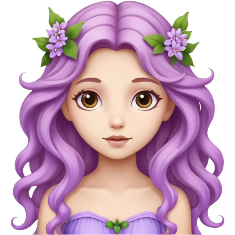 fairy lilac, long wavy light brown hair emoji