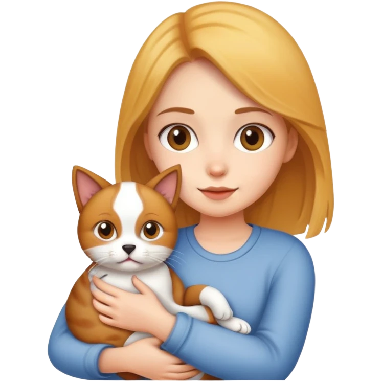 Girl holding a cat and a dog emoji
