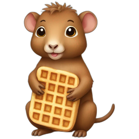 baby capibara with waffle emoji