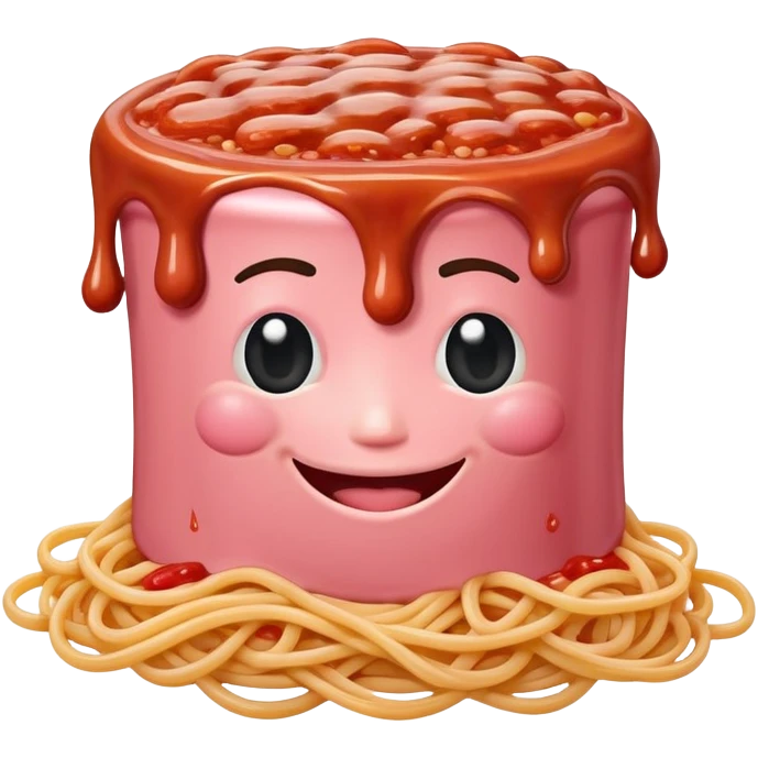  SPAM meat melted pink dripping sauce spaghetti monalisa portrait emoji