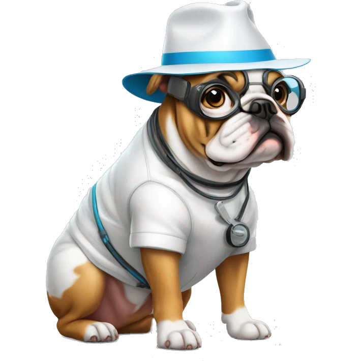 bulldog com roupa de computer scientist emoji