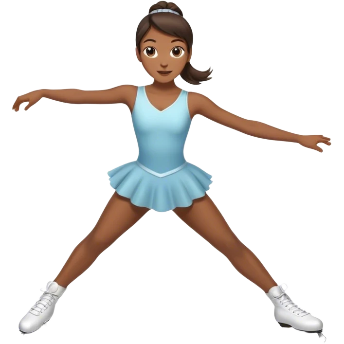 Ice skater with brown skin and brownish blackish hair in a ponytail skating gracefully  emoji