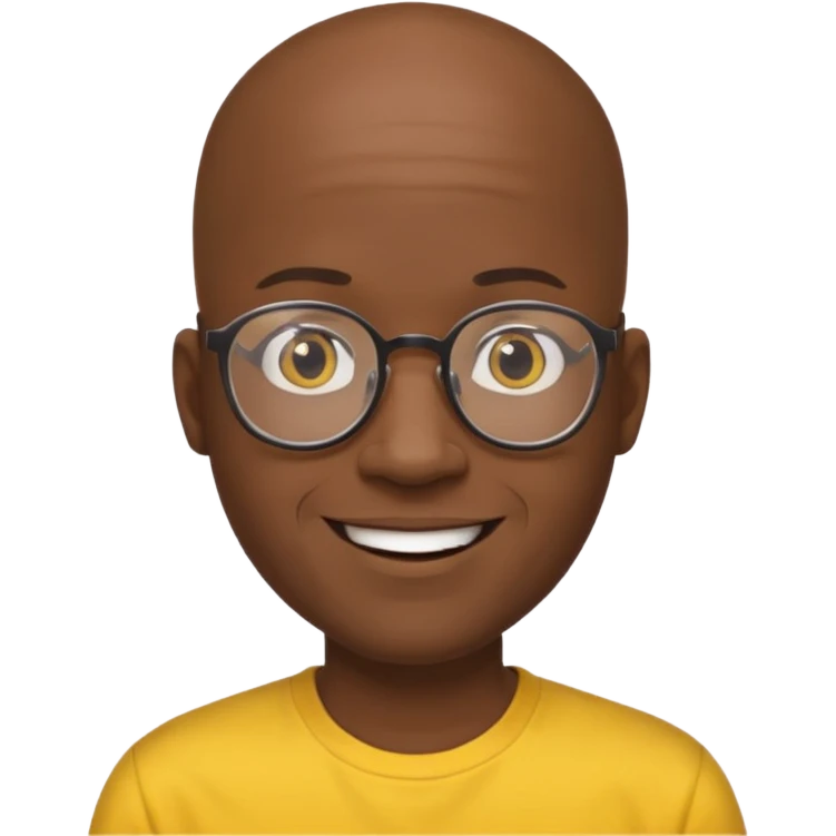 bald black man with eyeglasses with yellow shirt emoji