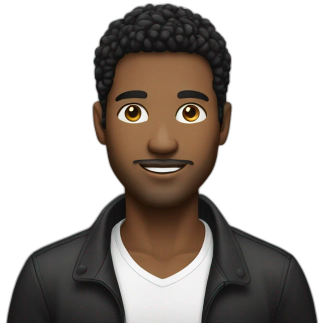 White man, black hair with blonde highlights, big black framed glass, young face emoji
