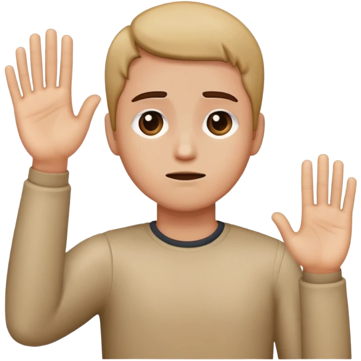 Sad face with one arm up and the other one in front  emoji