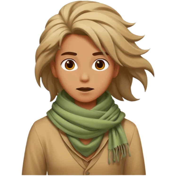 person living in desert just face, hair showing, eccentric  emoji