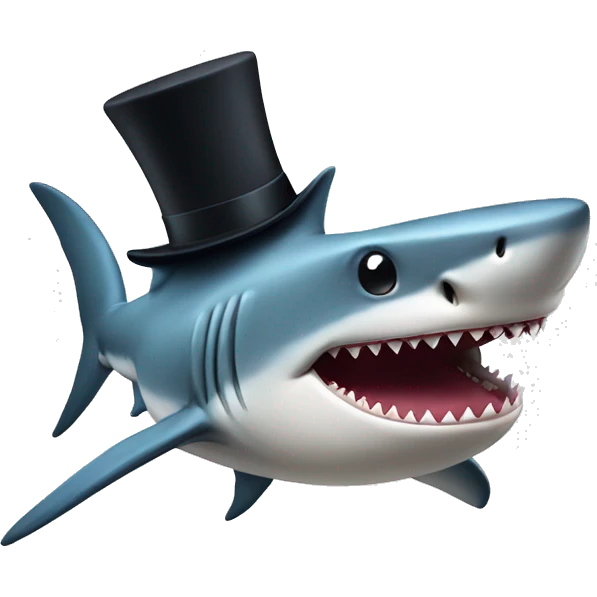 Shark with a top hat emoji
